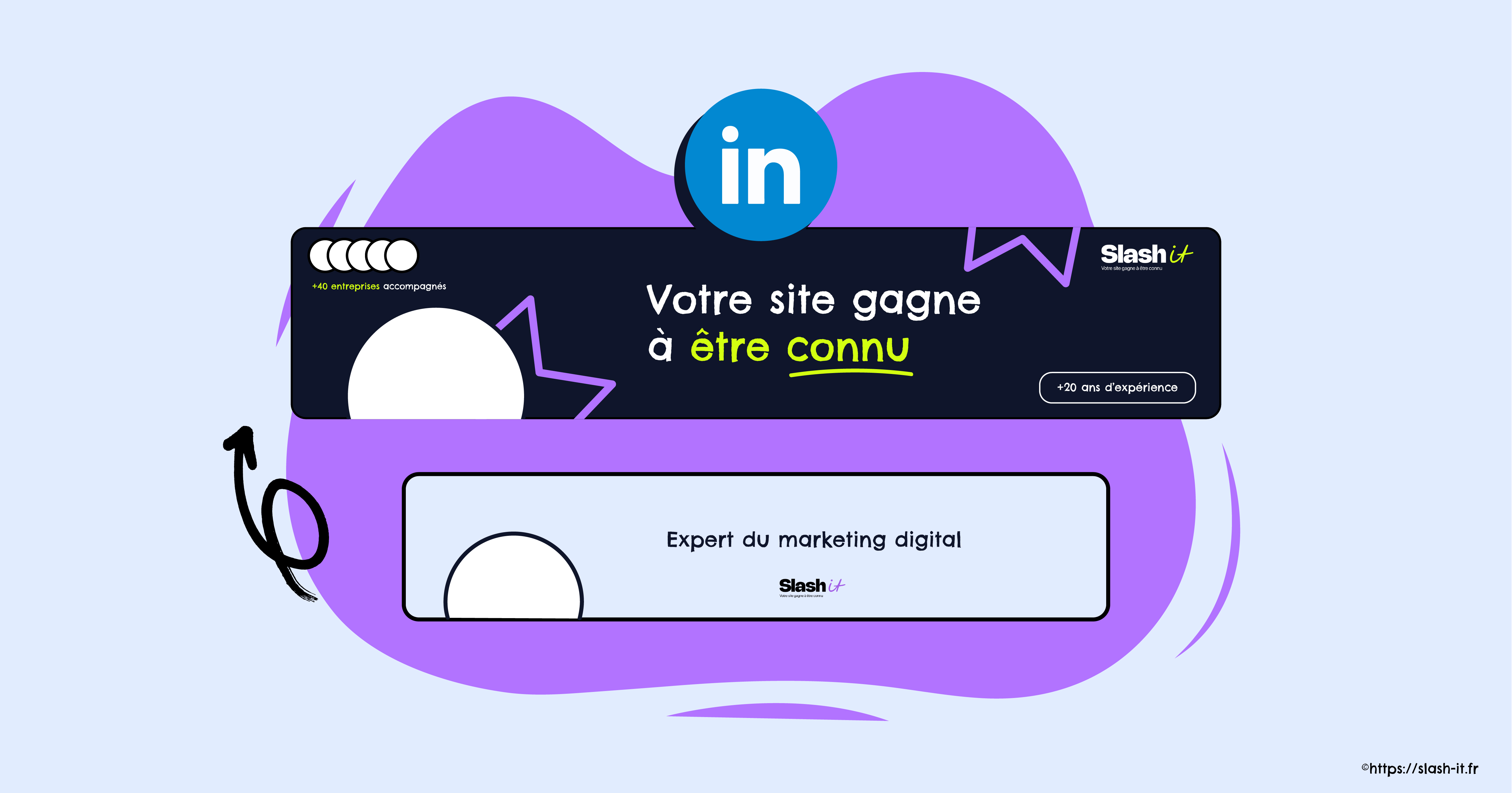 Visuel Slash it : Brief pour créer des bannières Linked-In performantes pour ses collaborateurs