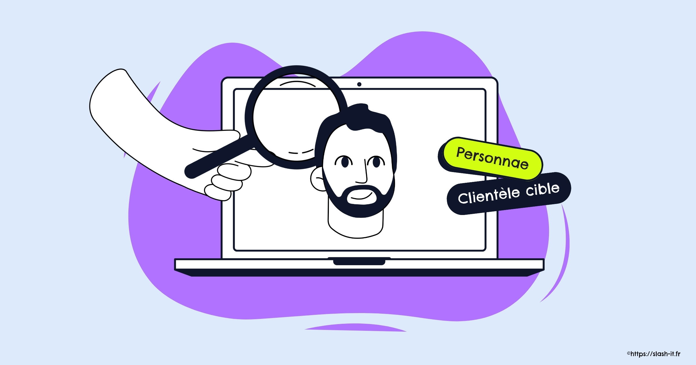 Visuel Slash it : C'est quoi un personnae et pourquoi ça peut m'aider à rendre mon site internet visible ?
